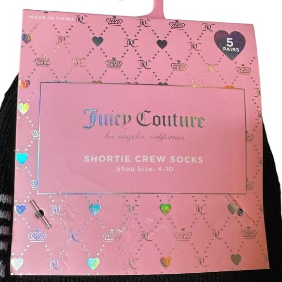 NWT Juicy Couture Shortie Crew Socks - 5 Pack - Picture 4 of 4